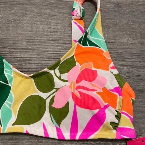 Xhilaration Colorful Palm Print Bikini Top - Picture 2 of 2